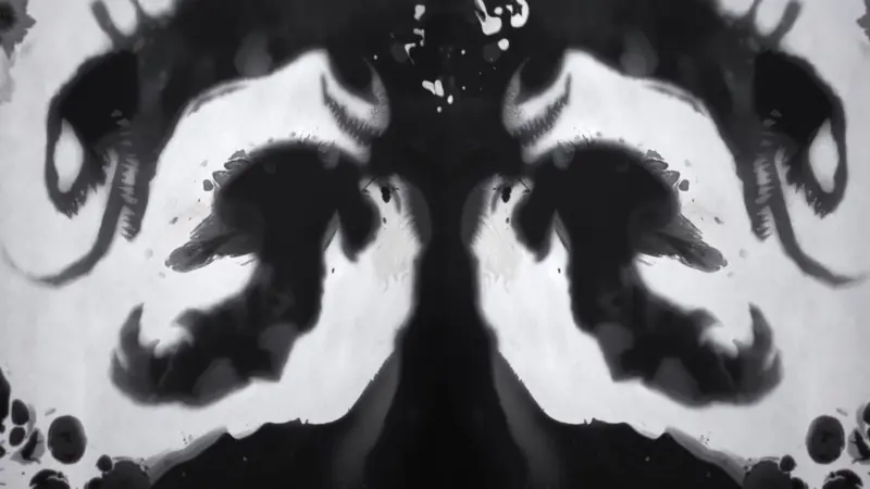 Mirrored black inkblot motion study
